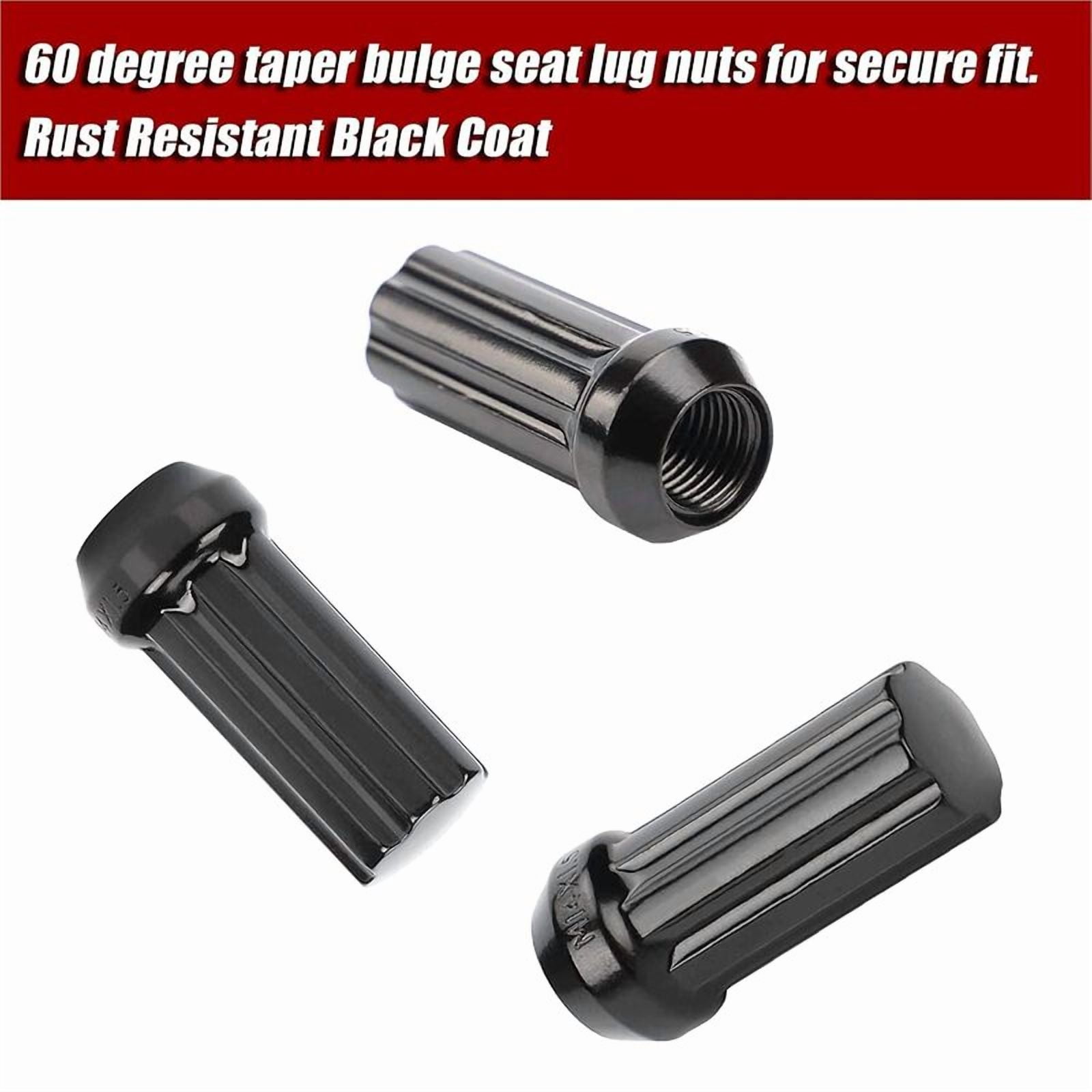 32pcs M14x1.5 Lug Nuts for Silverado Suburban Express Sierra ram 2500 3500 F250 F350,14x1.5 Black Lug Nuts 7 Spline Closed End with Socket Key for 8 Lug Aftermarket Wheels