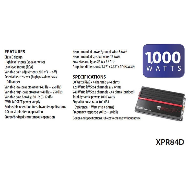 Dual Electronics XPR84D 2/1 High Performance Power Car Amplifier