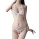 thumbnail image 1 of Gibobby Tangas de mujer sexy encaje Día de San Valentín Lencería de encaje Día de San Valentín para mujer Conjunto de sujetador y panty de 2 piezas sexy Malla transparent(Blanco, Talla única), 1 of 5