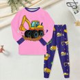 thumbnail image 2 of NOLDARES Baby Toddler Boy Fall Winter Outfit Cartoon Embroidery Tops and Plaid Pants Set 2pcs Toddler Boy Spring Fall Winter Clothes Outfits Clothing(Hot Pink,8-9 Y), 2 of 5