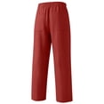 thumbnail image 5 of FASHOFT Girls Linen Pants Wide Leg Palazzo Pant Loose Straight Elastic Waist Spring Summer Beach Lightweight Dress Pant for Kids Brick Red 16-17 Years, 5 of 6