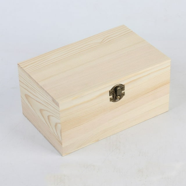 Fiudx Caja de Madera, Contenedor de Almacenamiento Retro Artesanal, Joyero con Cerradura, Caja de Regal Sin Terminar, Ideal para Oficina En Casa, Amantes Del Arte, Material Ecológico.