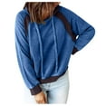 thumbnail image 2 of Vedolay Long Sleeve Shirts Women's 2023 Long Sleeve Tunic Tops Crew Neck Soft Pullover With Side Zipper Shirt Clothes,Blue S, 2 of 4
