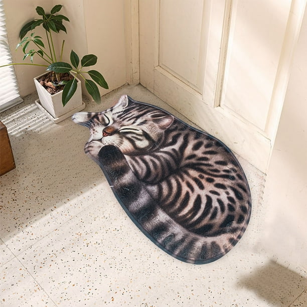 Alfombra de Bienvenida con Diseño de Gatito En 3D, 40 X 76 Cm, Antideslizante, Ideal para El Verano. Alfombra Divertida y Original para Interiores y Exteriores.