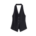 thumbnail image 2 of WLOMHUW Halter V-Neck Suit Vest for Women Single Breasted Tailored Waistcoat with Backless Black 3XL, 2 of 7