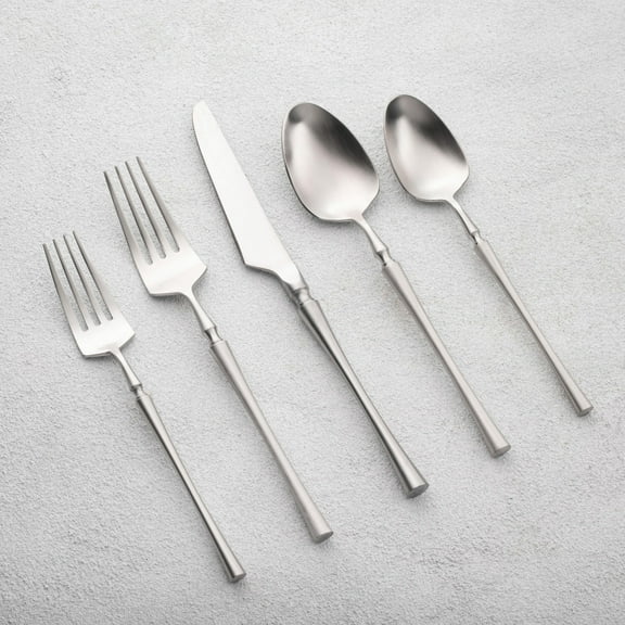 Vikko Decor Vintage Silverware Set: Unique Luxury Brushed Stainless Steel Silverware - 18/10 Stainless Steel Flatware - Satin Matte Cutlery Set for Upscale Dining - 20 Piece Set - Service for Four (4)