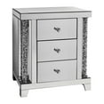 thumbnail image 2 of Noe 26 Inch 3 Drawer Accent Table Nightstand Mirrored Faux Diamond Inlay Silver - Saltoro Sherpi, 2 of 6
