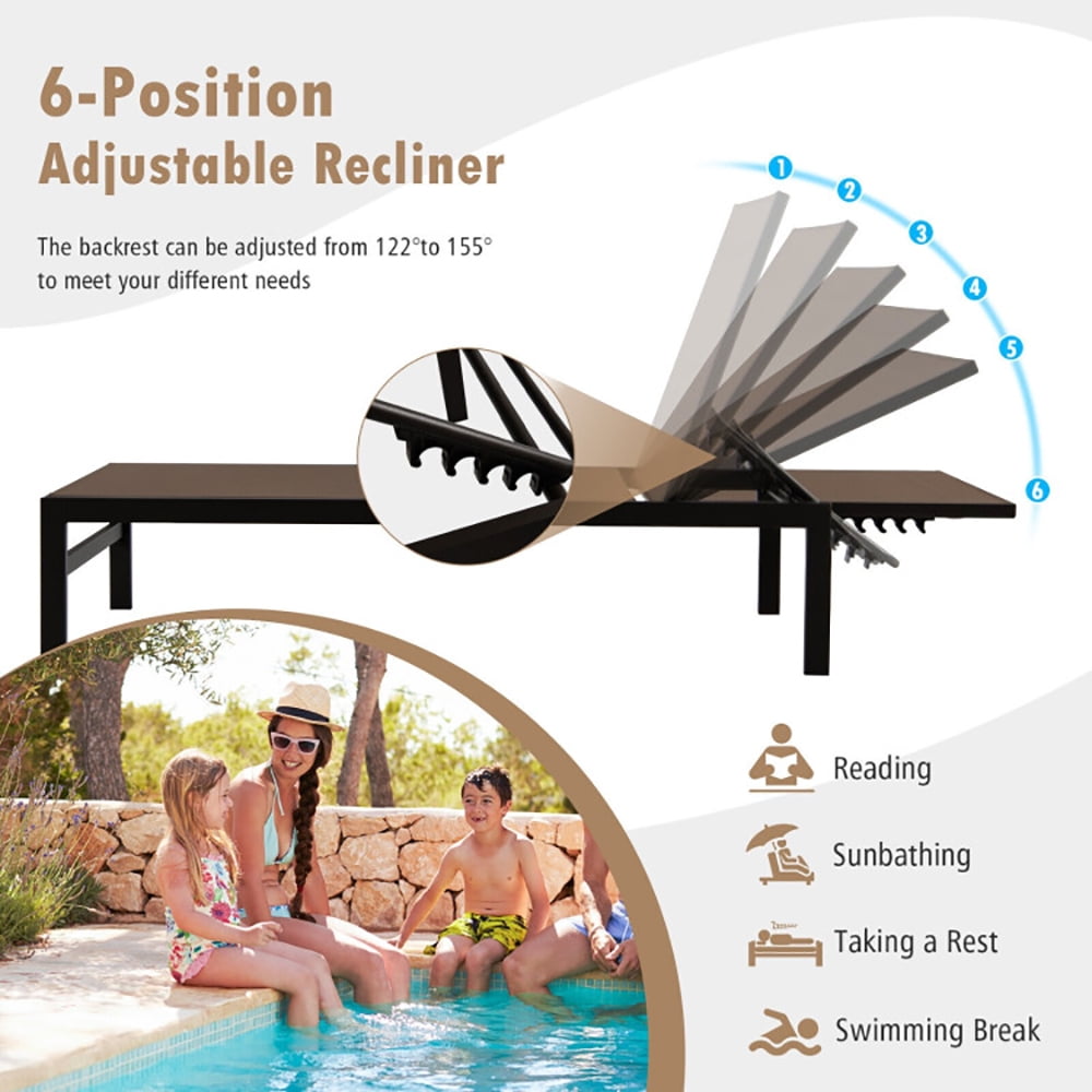 Aimee Lii 6-Position Chaise Lounge Chairs with Rustproof Aluminium Frame, Patio Loungers, Brown Aimee Lii 6-Position Chaise Lounge Chairs with Rustproof Aluminium Frame, Patio Loungers, Brown