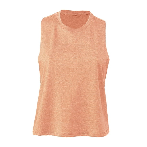 Bella + Canvas - Camiseta sin mangas con espalda de nadador para mujer (Atardecer Jaspeado)