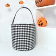 thumbnail image 2 of Halloween Basket, Trick or Treat Basket, Cute Plaid Candy Bucket, Small Baskets Barrel, Jack O Lantern Bags, 2 of 9