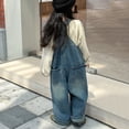 thumbnail image 5 of UACY Kids Girls Ripped Denim Overalls, Sleeveless Baggy Wide Leg Cute Preppy Bib Overall Adjustable Jumpsuit with Pocket (Blue, 13-14 Years), 5 of 6