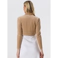 thumbnail image 4 of DARING DIVA Women's Velvet Open Front Cropped Bolero Cardigan M Champagne, 4 of 6