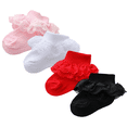 thumbnail image 2 of Baby Girls Lace Socks with Ruffle,Cotton Ankle Frilly Dress Socks for Newborn Infant Toddler Kids, Eyelet Double Lace Turn Cuff Spring Summer Thin Socks, 2 of 8
