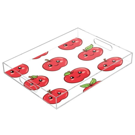 

Clear Acrylic Tray Water Cup Tray Teacup Jewelry Storage Tray for Serving and Home Decor Cute Red Tomatoes