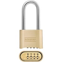 Master Lock 2 In. Zinc Brass Colored Alpha Long Shackle Combination Padlock