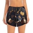 thumbnail image 2 of Picia Casino Cards Poker Pattern Women's 2 in 1 Athletic Running Shorts High Waisted Workout Casual Gym Sweat Shorts with Comfy Liner Zipper Pockets-Large, 2 of 9