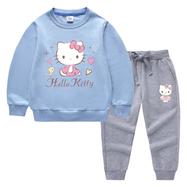 Hello Kitty Juego De Sudadera Y Pantalón Deportivo Para Niños - Azul Y Gris