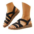 thumbnail image 3 of Flat Sandals for Women 2026 Comfortable Open Toe Wide Width Sandals Elastic Ankle Strap Walking Shoes for Women, 3 of 7