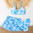 thumbnail image 5 of BXSRUTA Girls 6-14 Medium to Large Floral Print 3 Piece Bikini Swimsuit Set Tankini Top with Skirt Bottom Summer Beach Wear, 5 of 6