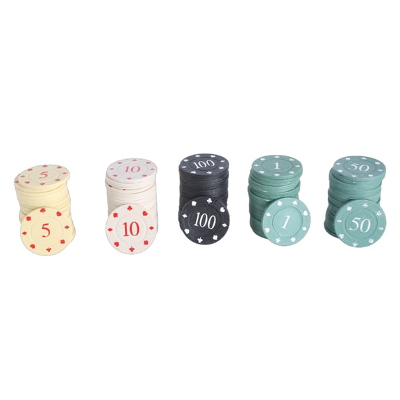 100Pcs Casino Poker Chip Roulettes Game Bingo Chip with Box Plastic Counting Counters Poker Chip for Game Play Learning