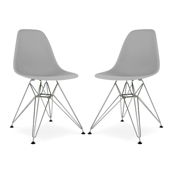 Modholic Eiffel Chair With Steel Legs, Gray (Set Of 2)