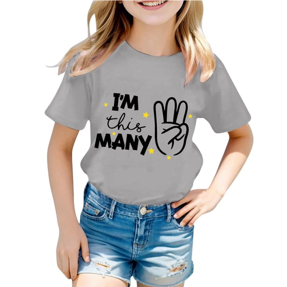 XAOFW Children'S Graphic Tees Fashionable Casual Letter Print Tees Round Neck Short Sleeved T-Shirt Comfortable Tops 1-2 Years