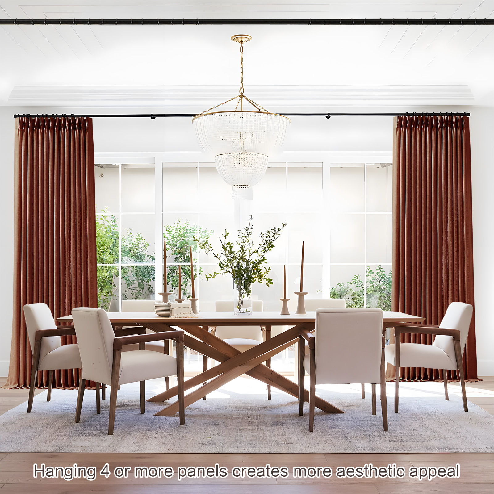 Galenzoov 40×108 inch 2 Panels Pinch Pleated Linen Curtains for Home, Light Filtering Airy & Privacy Protection Breathable Window Drapes for Bedroom, Living room, Office, Chestnut Brown