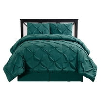-Decorative Pinch Pleat Full 4PC Comforter Set, Teal