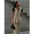 thumbnail image 3 of ZANKLEY Womens Two Piece Outfit V Neck Peplum Top and Wide Leg Pants Set Casual Dressy Summer Vacation Wear, 3 of 10