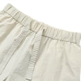 thumbnail image 6 of Costeam Womens Solid Drawstring Elastic Waist Knee Length Bermuda Shorts Side Split Hem Dual Side Hand Pockets Lightweight Woven Loose Fit Summer Casual Short Bottoms, 6 of 8