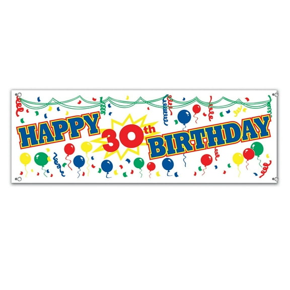 Beistle Club Pack of 12 Fun and Festive Happy 30th Birthday Sign Banner 60"