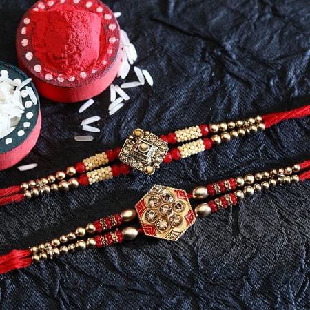 Set of 2 Rakhi for Brother Rakhi Thread for Bhai Bhabhi Bhaiya Bhabhi and Bhatiji veera Raksha Bandhan Rakhi gift Pack Set Dora Bracelet Kalwa for Brother Sister Indian Traditional Festival Rakhi