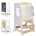 thumbnail image 5 of HARPPA Toddler Tower with Adjustable Height and Anti-Slip Protection, Kids Standing Tower with Safety Rail, Nordi Kids Kitchen Tower with Chalkboard, White, 5 of 12