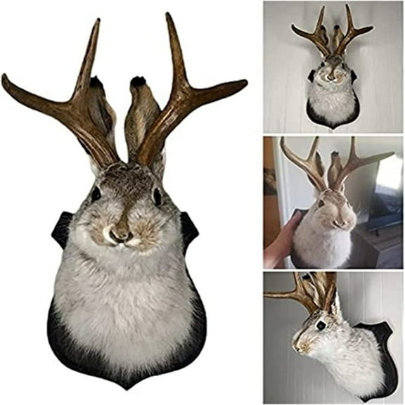 Jackalope Easter Mount, Jackalope Taxidermy, Animal Head Wall Decor, Deer Head Wall Mount, Resin Deer Head Animal Wall Mount,For Home Wall Decoration