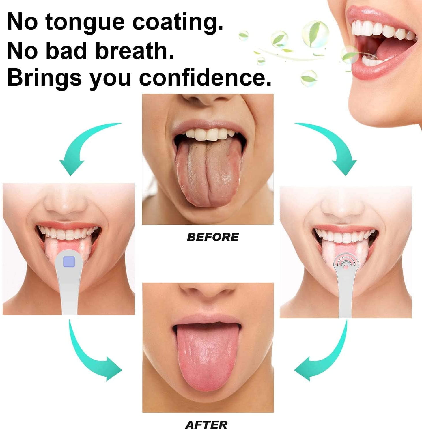  MOOSEC Tongue Scraper for Adults&Kids, Durable Food Grade 2 in  1 Silicone Tongue Brush and 100% Stainless Steel Tongue Scrapers, Reduce  Bad Breath : Health & Household