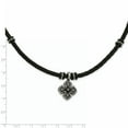 thumbnail image 3 of Chisel Stainless Steel Polished Black Ip Braided Blk Leather CZ Necklace, 3 of 3