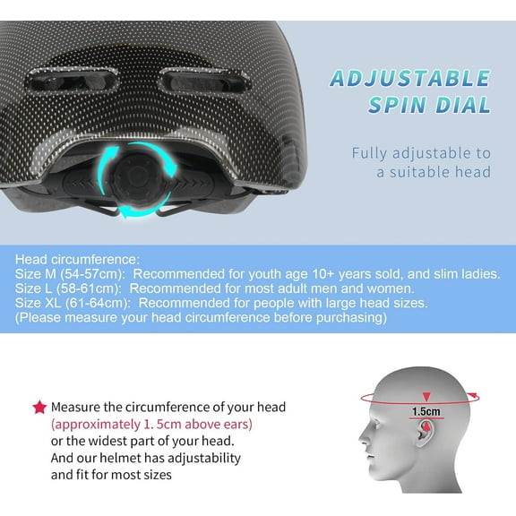 Adult Bike Helmet - Black Carbon Fiber Pattern, X-Large