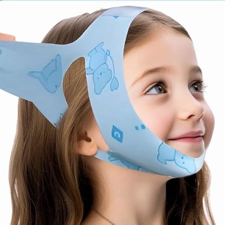 USBSO Updated Kids’ Sleep Chin Strap - The Ultimate Snoring Solution Kit for Kids&Youth,Chin Strap for Snoring Kids Suitable for 3' 9” ~5'3"Tall,Weight 33～132 Ibs Kids (Blue Cartoon)