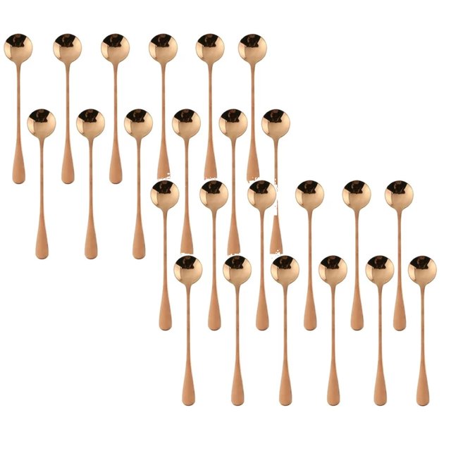 Oleegame Ensemble de Couverts en Acier Inoxydable 2 Pcs Manche Long Cuillère en Acier Inoxydable Cuillère à Glace Cuillère Ronde à Glace Mélange 12 Pcs Or
