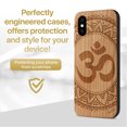 thumbnail image 2 of Case Yard Wooden Case Outside Soft TPU Silicone, Slim Fit Shockproof Wood Protective Phone Cover for Girls Boys Men and Women, Supports Wireless Charging Ohm Mandala Design case for iPhone-X, 2 of 7