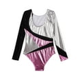 thumbnail image 2 of Alvivi Kids Girls Long Sleeve Gymnastics Leotards Color Block Dance Athletic Jumpsuit Pink 10, 2 of 6