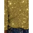 thumbnail image 3 of ZOELNIC Women's Sparkly Sequin Blouse Long Sleeve V-Neck, Dressy Casual Loose Top, 3 of 5
