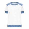 thumbnail image 4 of LNWUY Women's Fashion Casual T-Shirts Short Sleeve Color Block Cute Tops Lightweight Breathable Comfy Blouses White XL, 4 of 4
