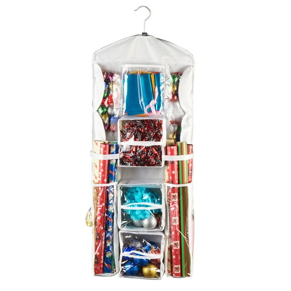 Elf Stor Dual-Sided Hanging Wrapping Paper Storage Organizer (Clear)