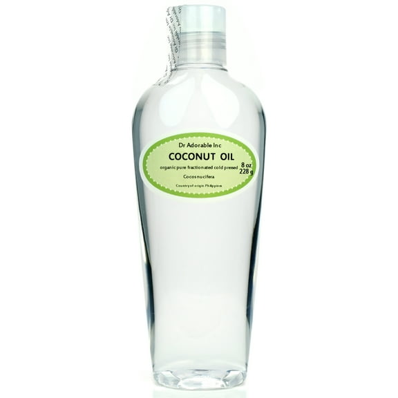Dr Adorable - 8 oz - Fractionated Coconut Oil - 100% Pure Organic Natural Moisturizing Oil Hair Skin Nails