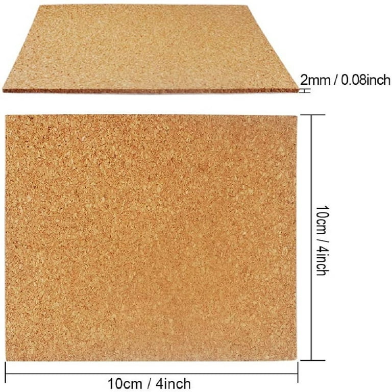30 Pack Self-Adhesive Cork Squares 4” x 4” Cork Tiles Cok Bcking Sheets  Cork Coasters Square for DIY Crafts