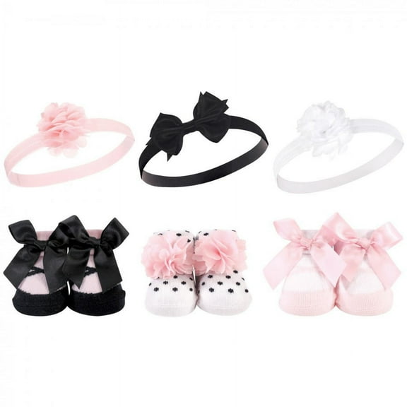Hudson Baby Headband and Socks Giftset, 6-Piece, 0-9 Months