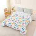 thumbnail image 3 of Manfei Boho Folk Cat Full Size Comforter Sets, Floral Art Bedding Comforter Set, White Blue, Stars Reversible, 3pcs, 1 Comforter and 2 Pillowcases, 3 of 7