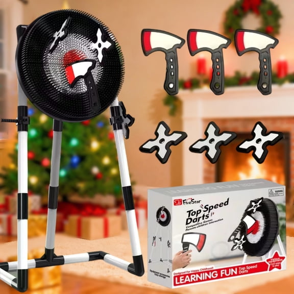 2025 new 3-in-1 throwing game set: large bristle dartboard with 6 darts and axe. Indoor/outdoor party fun. Ideal for Christmas, New Year, birthday gifts.