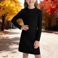 thumbnail image 2 of XXWXYD Little Girls Fall Winter Knit Dress Long Sleeve Crewneck Solid Color A Lined Midi Dress Kids Casual Warm Knitwear Sweater Gown Winter Wear Cold Weather, 2 of 4